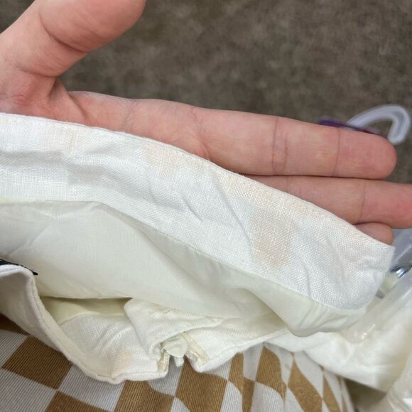 Willi Smith linen White Pencil Skirt with embroidered Blue Floral Design - Picture 5 of 7